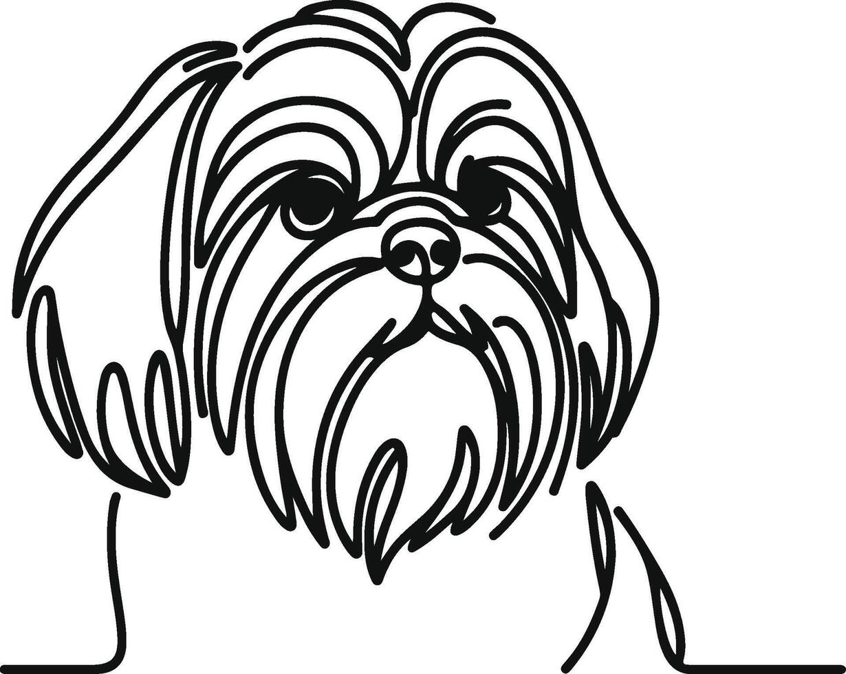 Line Art Cute Shih Tzu Dog line drawing illustration vector