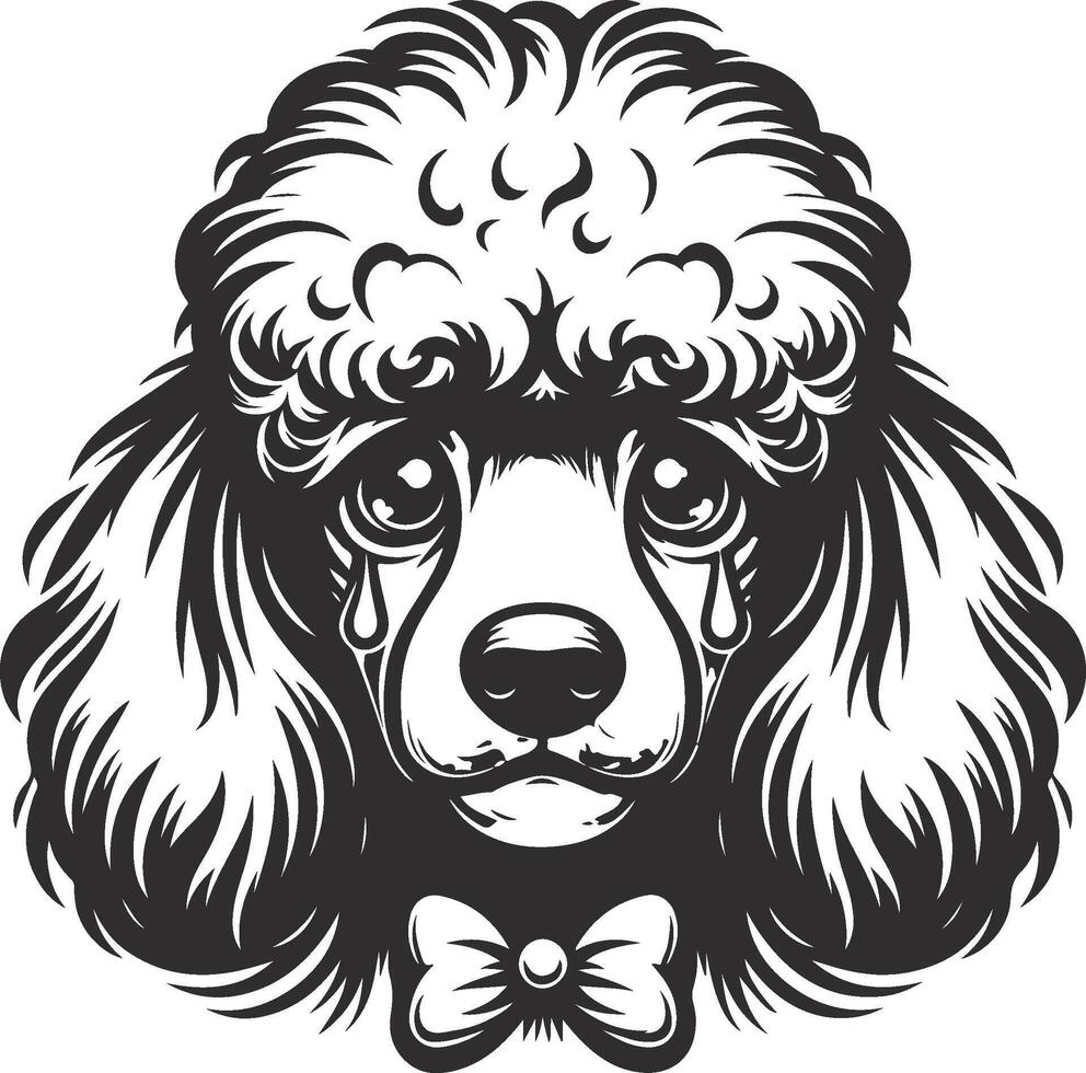 A poodle dog with a bow tie on its head vector