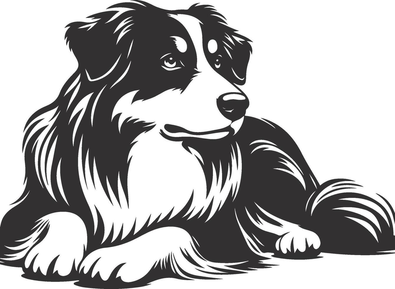 A black and white drawing of a dog vector