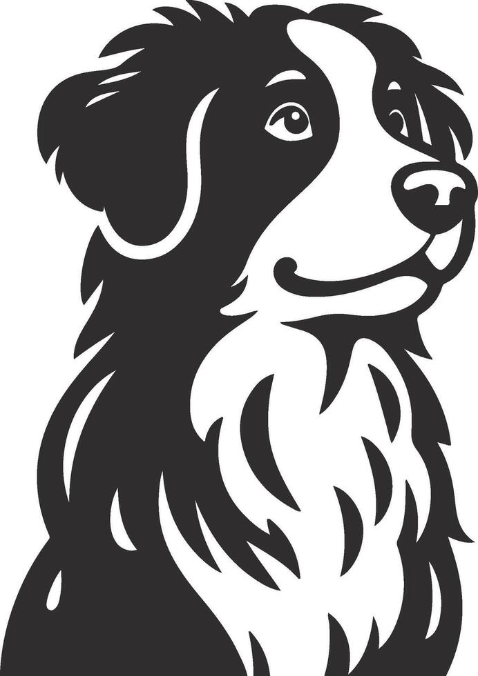 A black and white dog head on a white background vector