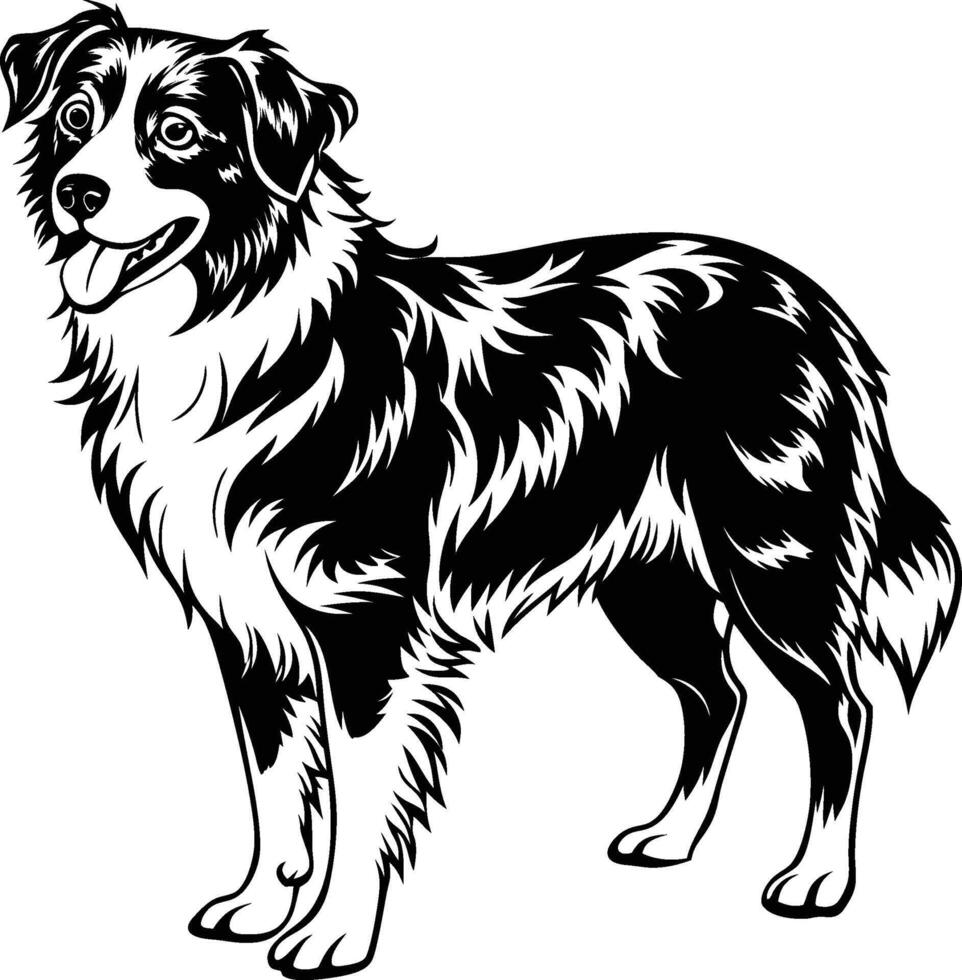 A black and white drawing of a dog vector