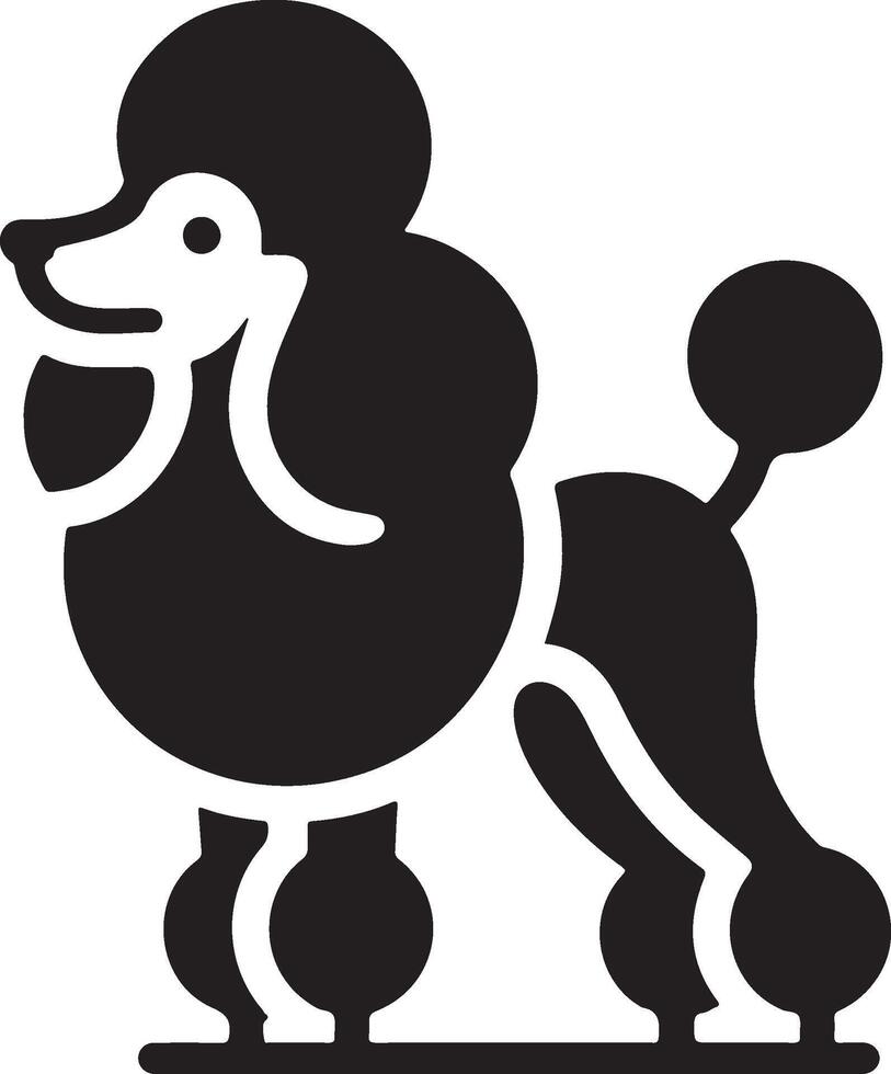 A black and white poodle dog icon vector