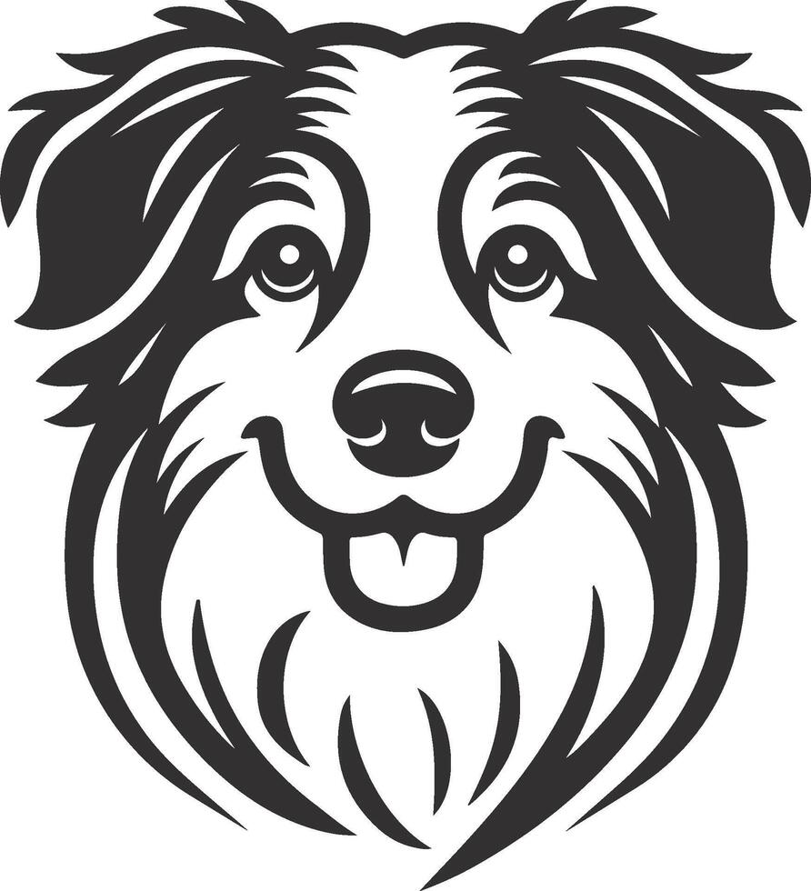 A black and white dog head with a smile vector