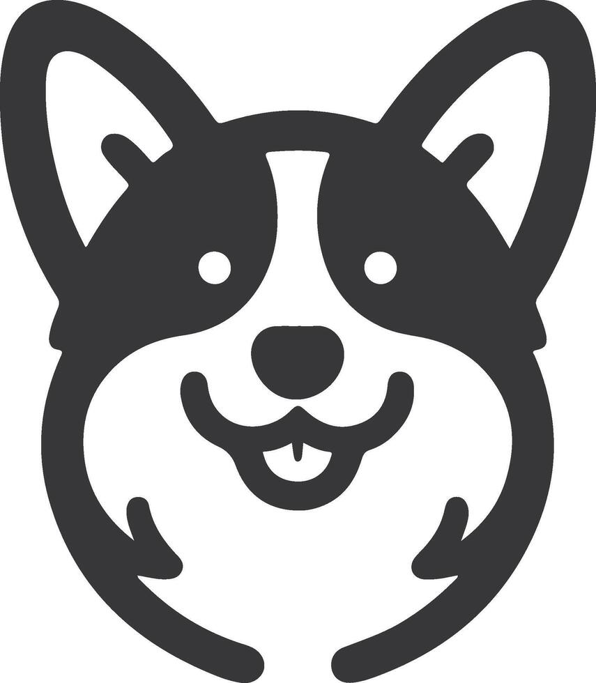 A black and white corgi dog icon vector