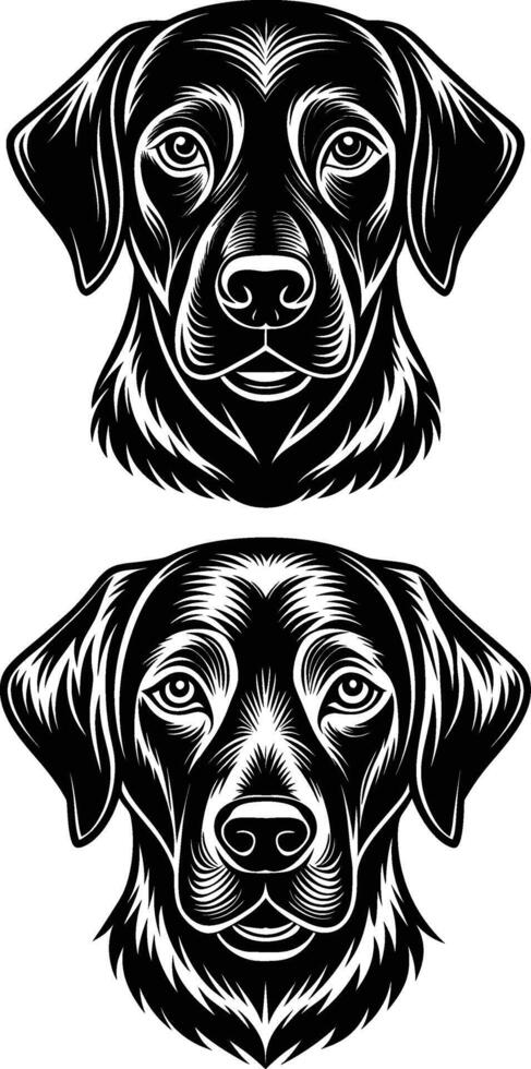 Two black and white dog heads vector