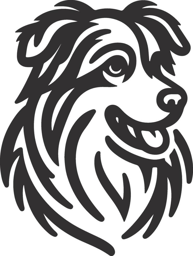 A black and white drawing of a dog's head vector