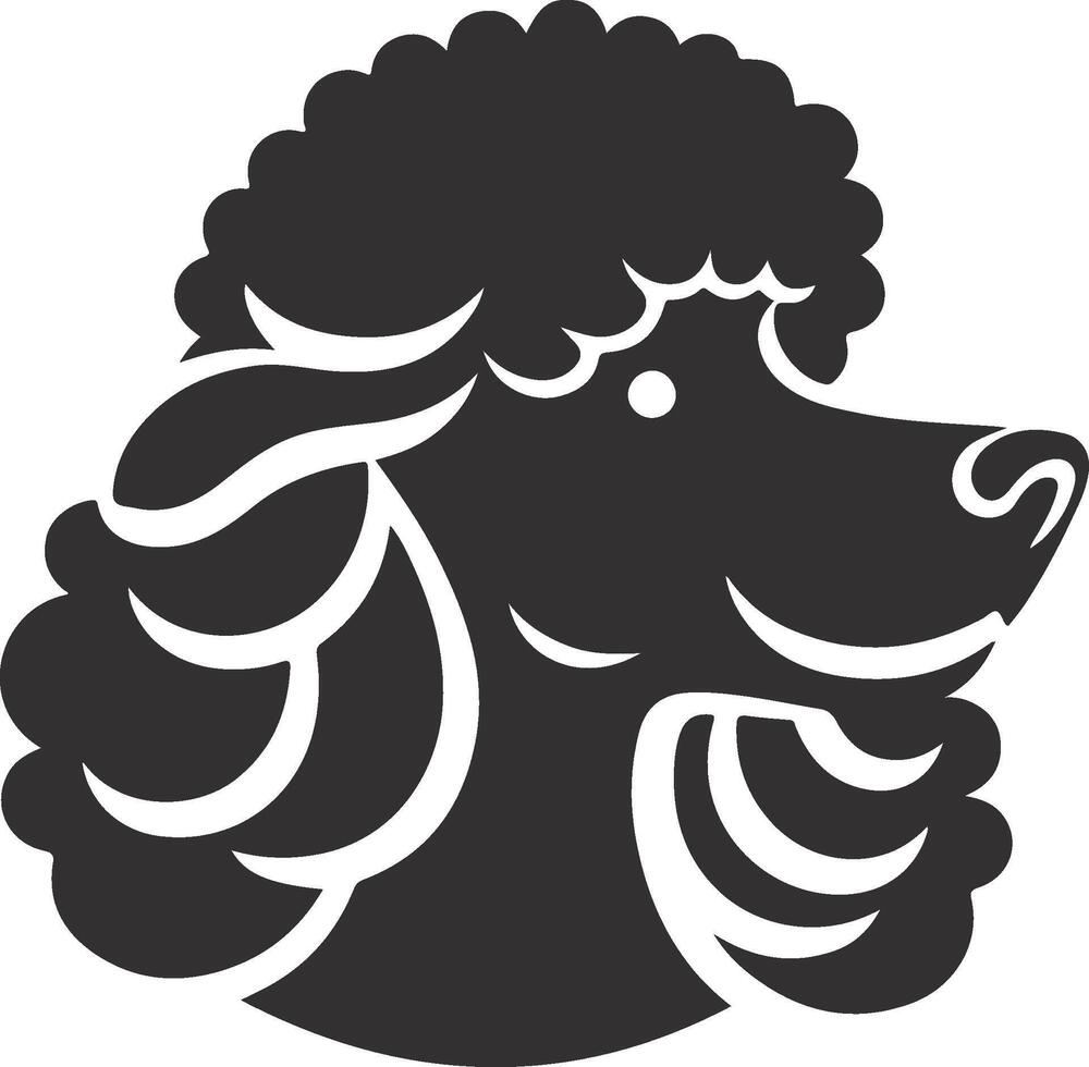 A black and white poodle dog silhouette vector