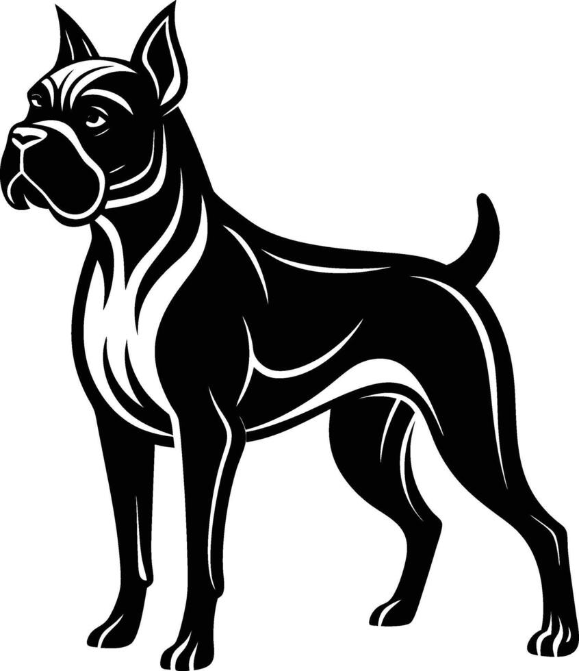 A black and white dog silhouette on a white background vector
