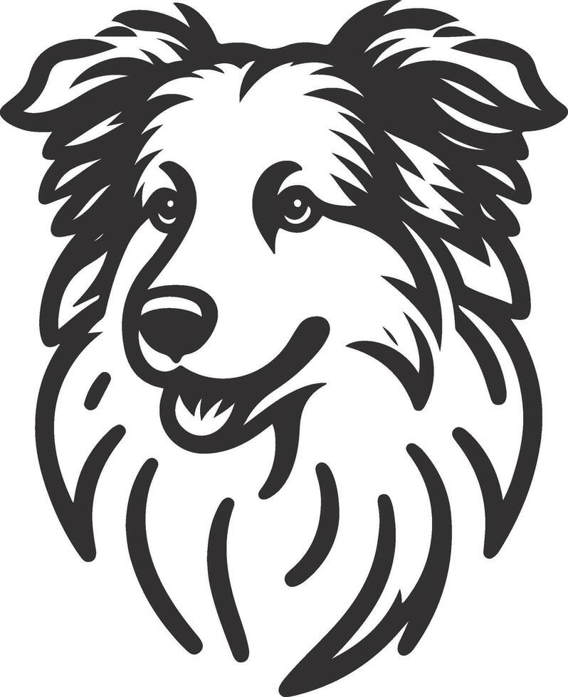 A black and white drawing of a dog's head vector
