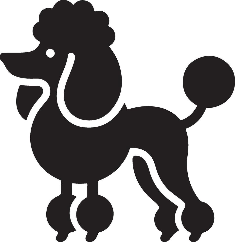A black and white poodle dog silhouette vector