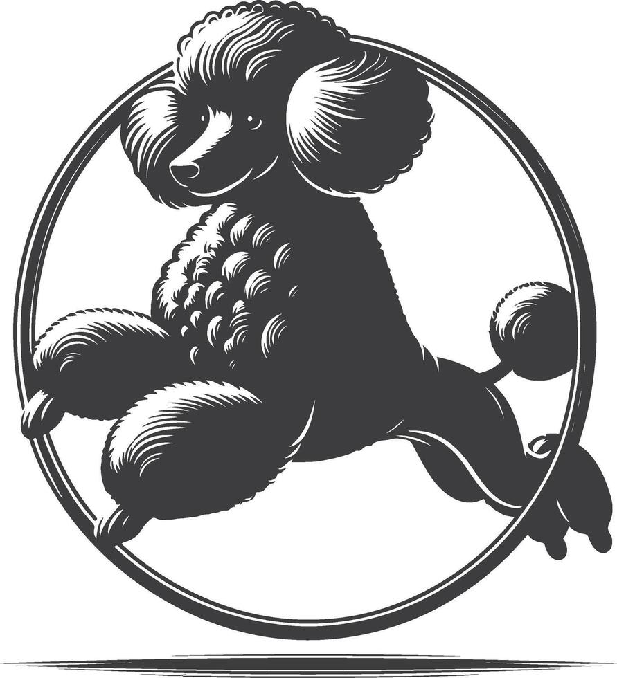 A poodle dog is running in a circle vector