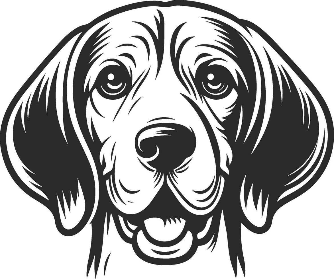 A dog's head is shown in a black and white drawing vector
