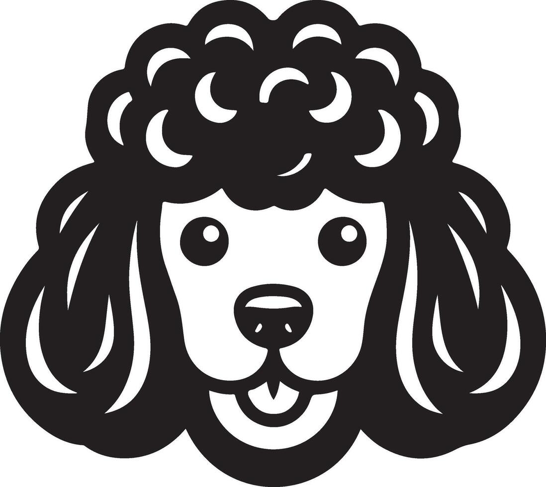 A black and white poodle dog head vector