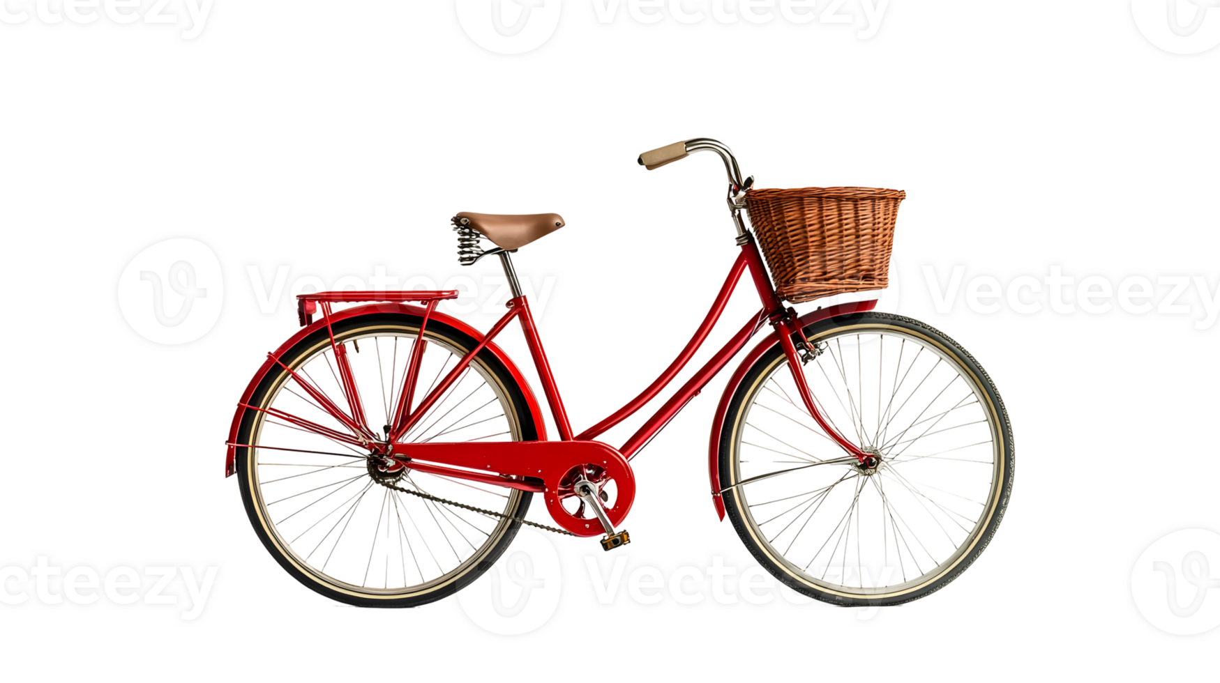 A red bicycle with a basket on the back png