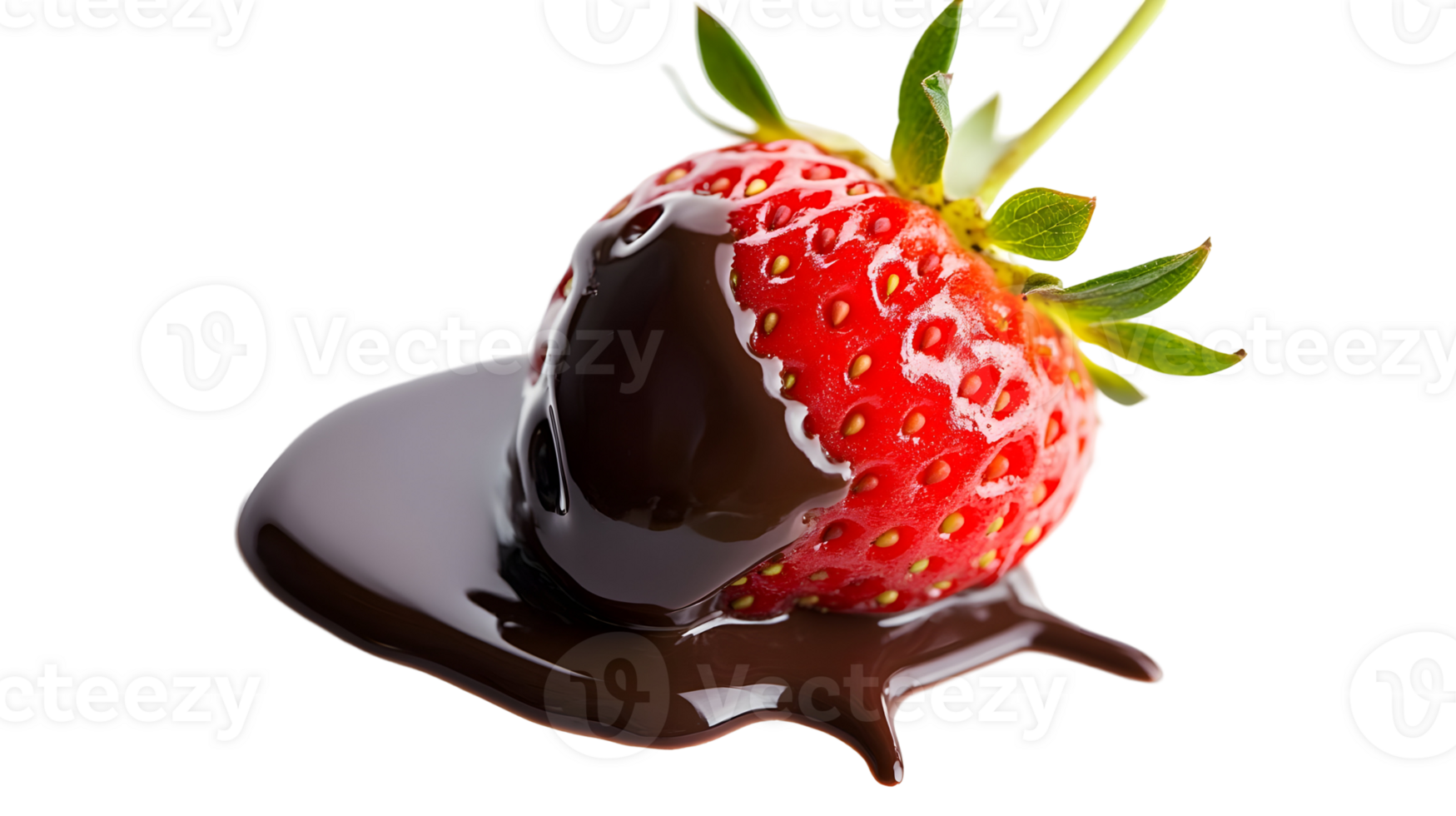 A strawberry is being dipped in chocolate png