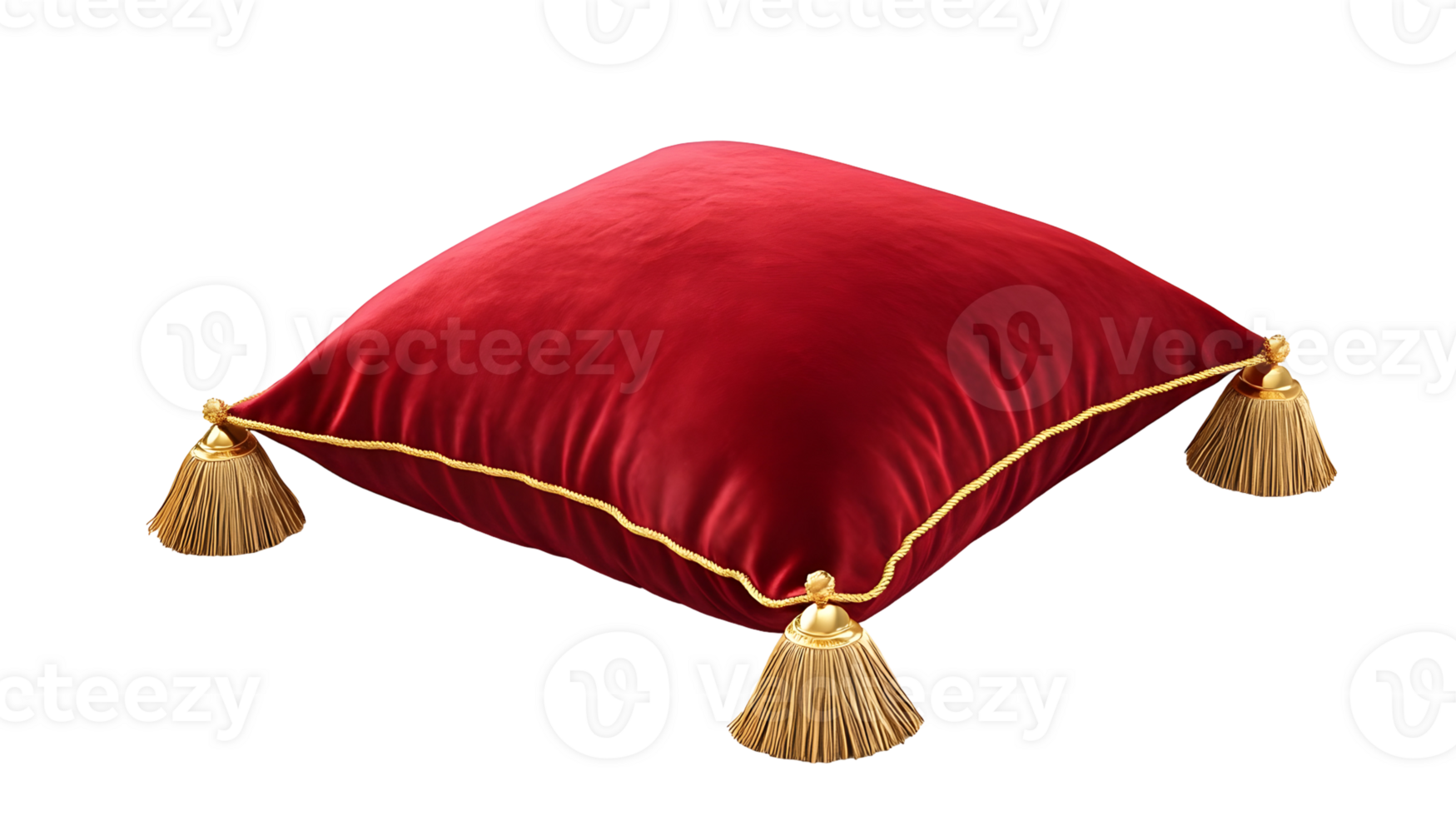 A red cushion with tassels on it png