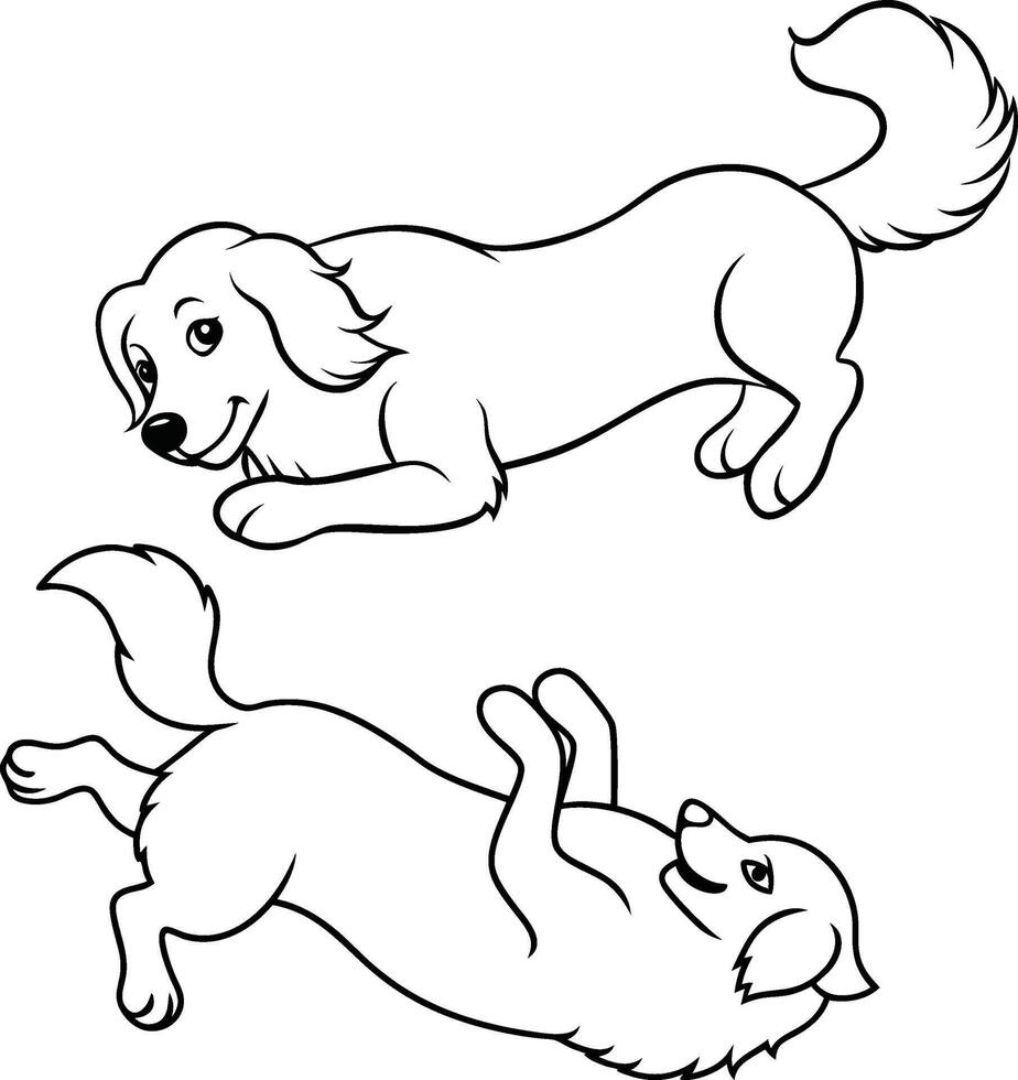 Two dogs coloring pages for kids vector