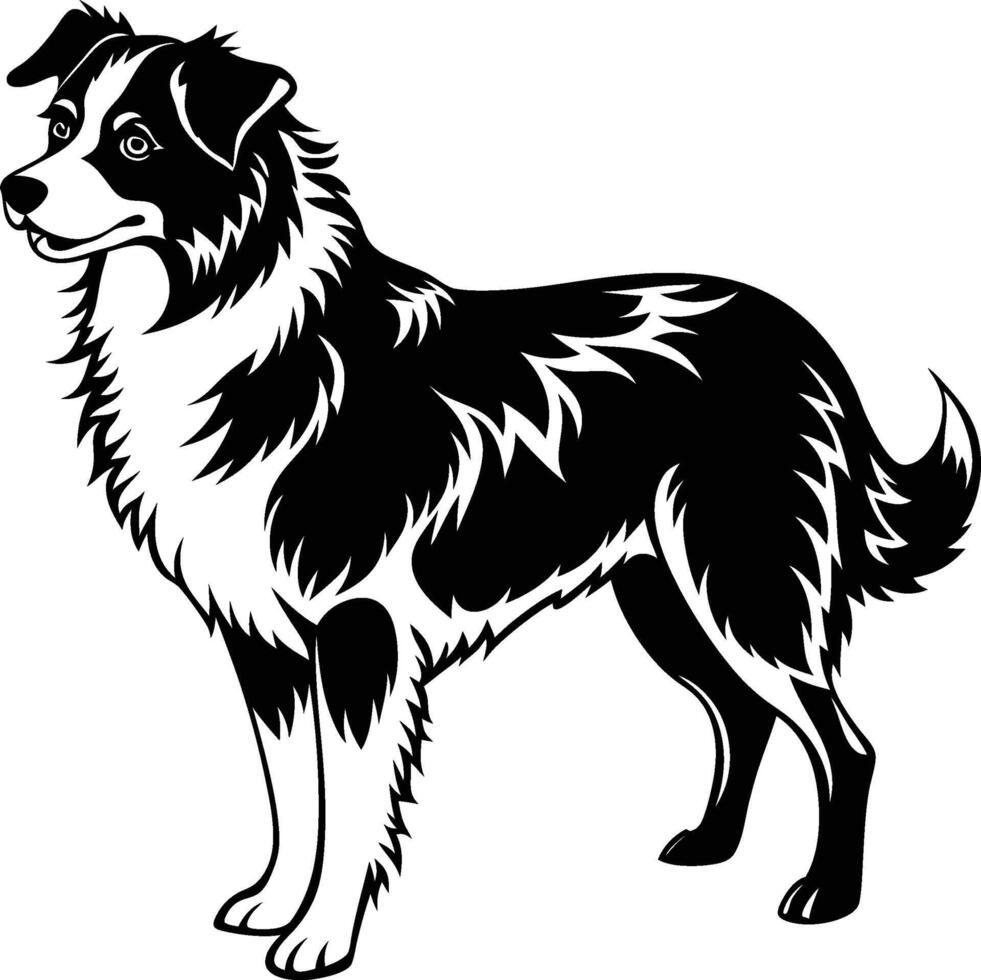 A black and white drawing of a dog vector
