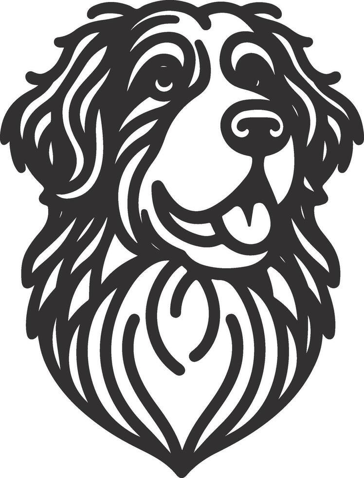 A black and white drawing of a dog's head vector