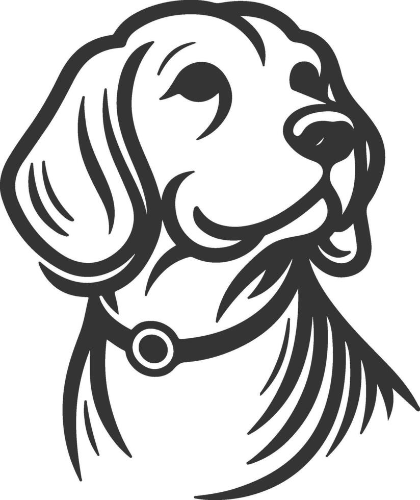 A black and white drawing of a dog's head vector