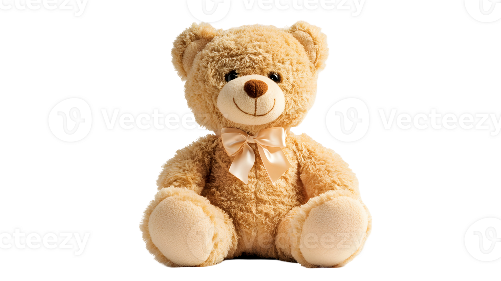 A teddy bear with a bow on its neck png