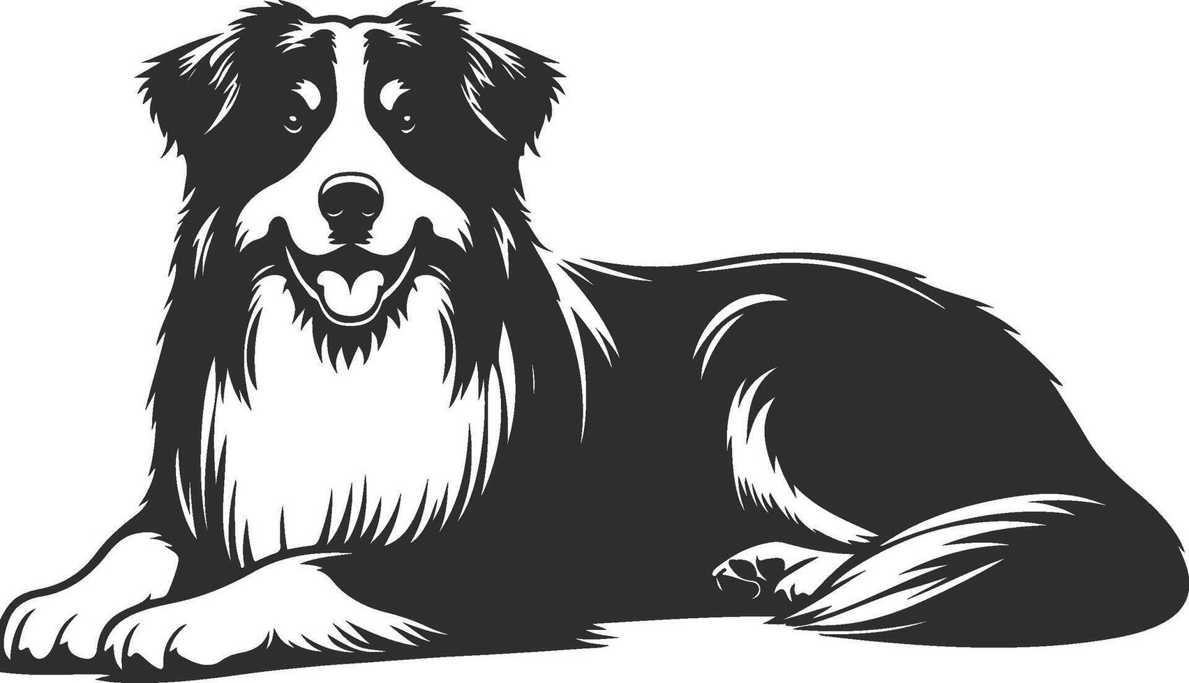 A black and white drawing of a dog sitting down vector