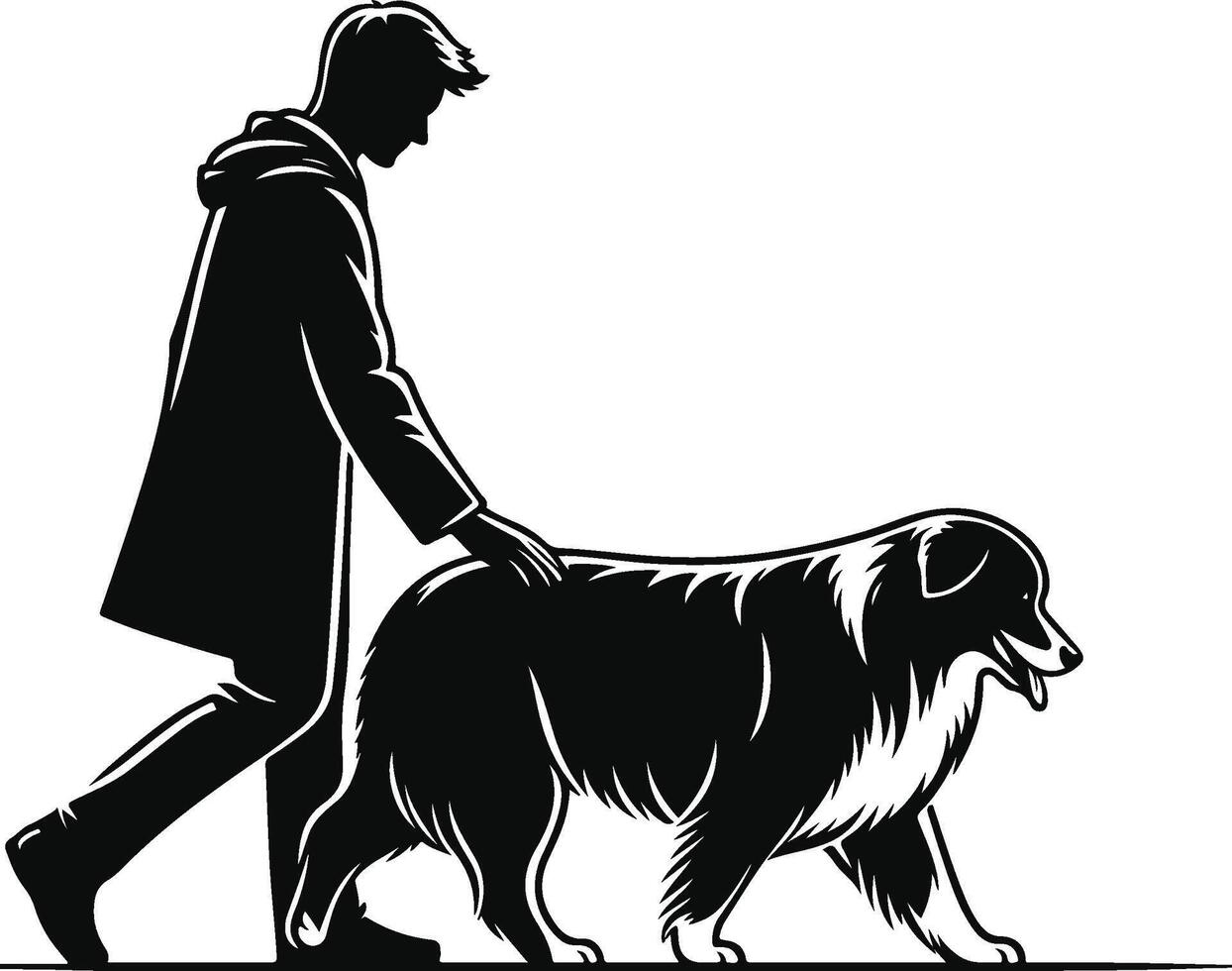 A man walking a dog vector