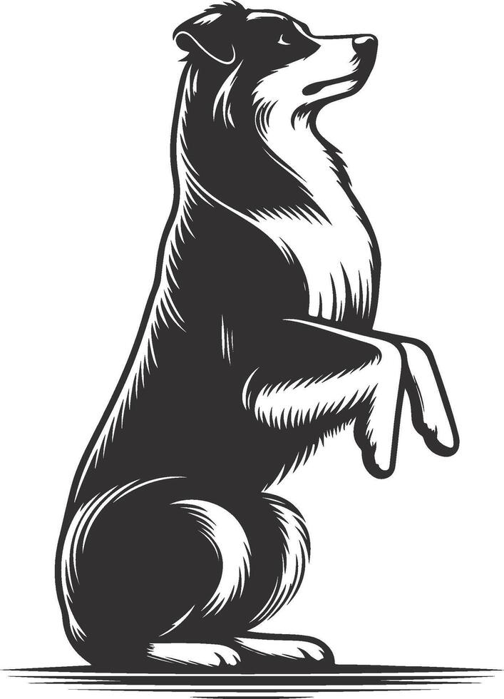 A black and white drawing of a dog standing up vector