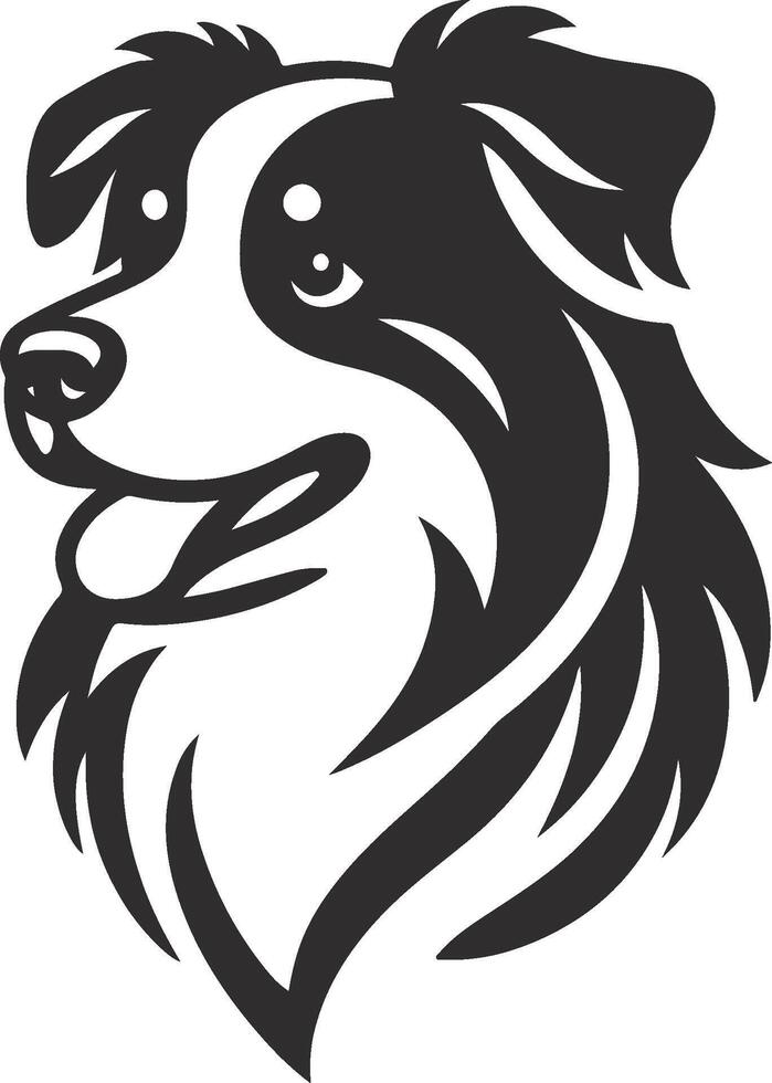 A black and white dog head on a white background vector