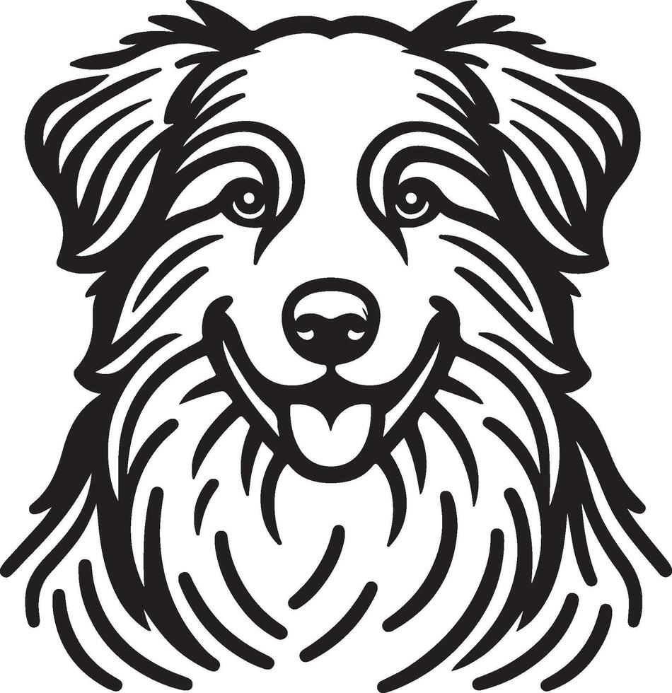 A black and white drawing of a dog's head vector
