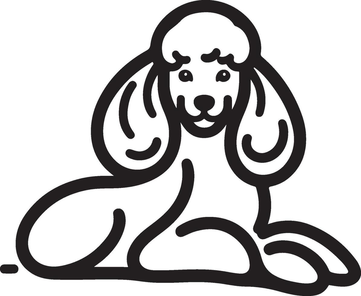 A poodle dog is shown in a black and white drawing vector
