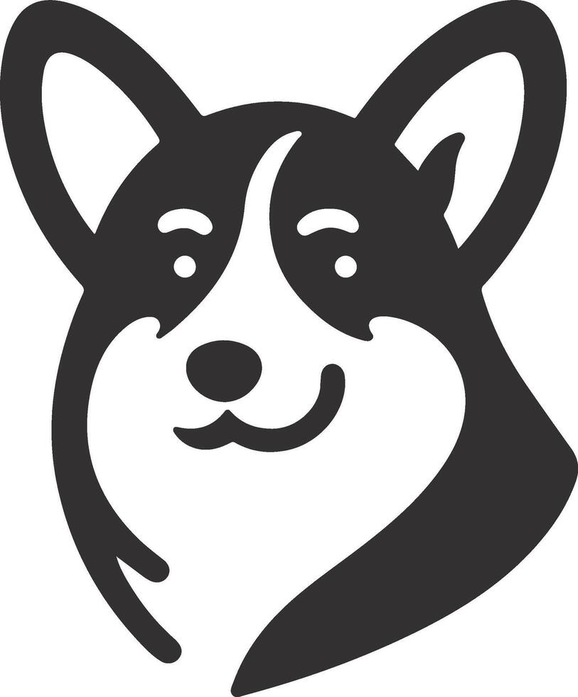 A black and white dog head icon vector