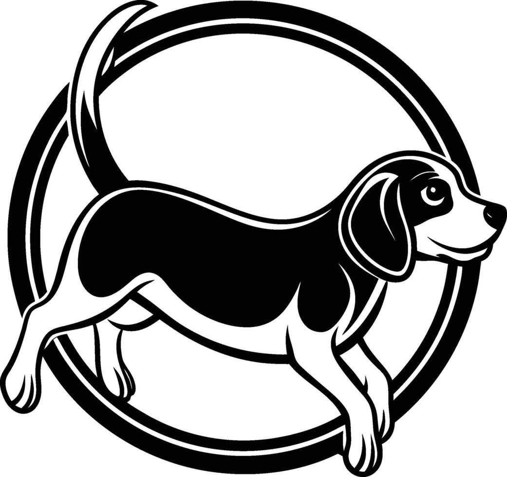 Beagle dog in circle vector