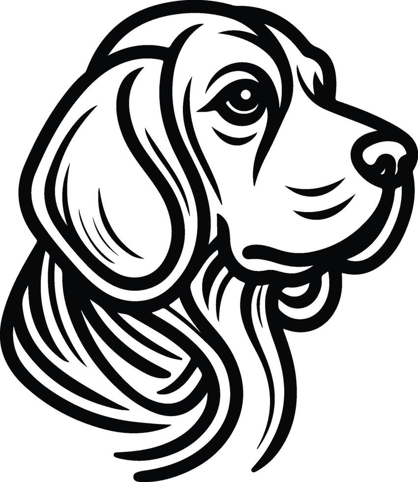 A dog head in a black and white drawing vector