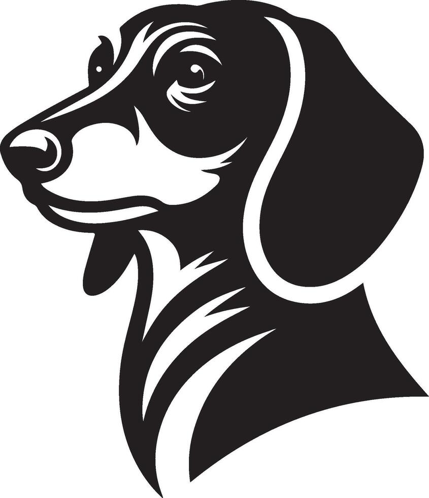 A black and white dachshund dog head on a white background vector