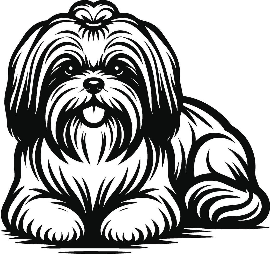 Shih Tzu poses Very cute silhouette Dog Design vector