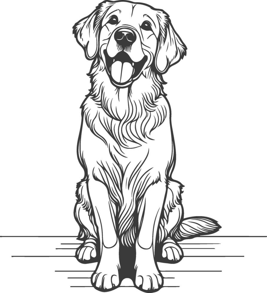 A dog sitting on the floor with its tongue out vector