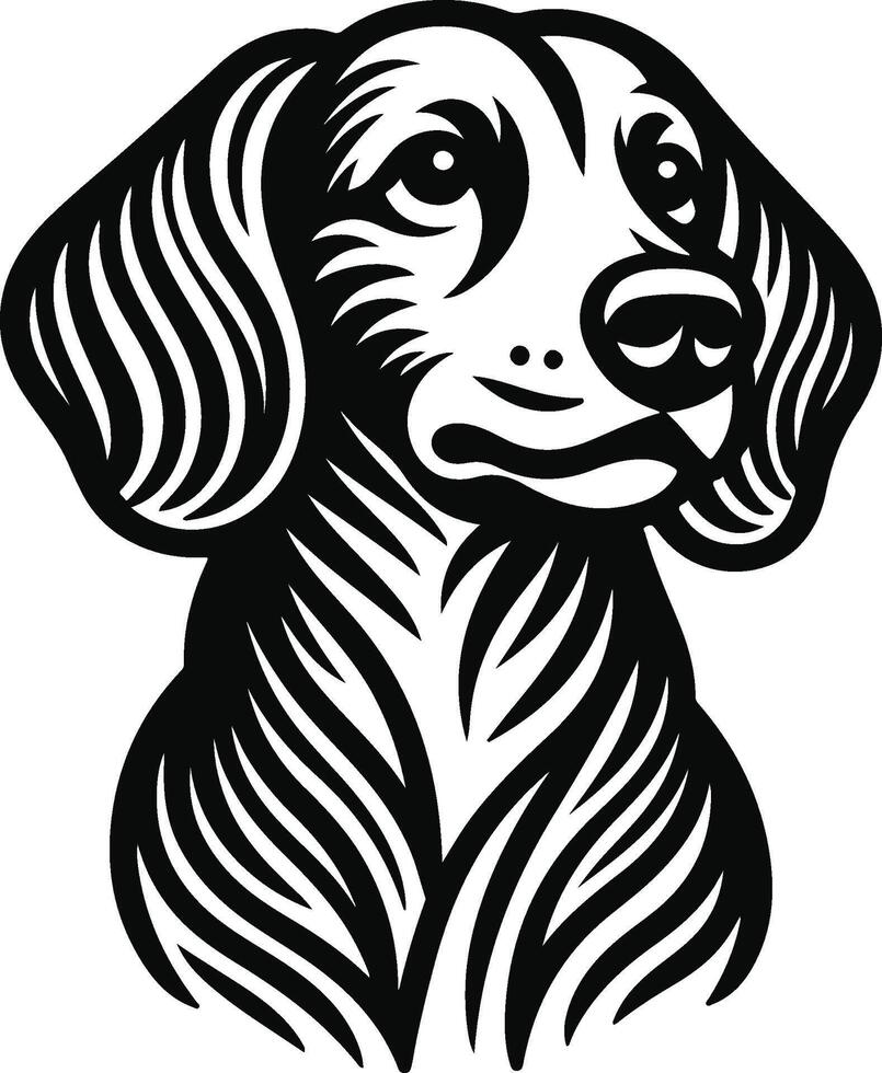 A black and white drawing of a dog's head vector