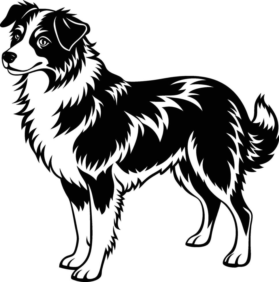 A black and white drawing of a dog vector