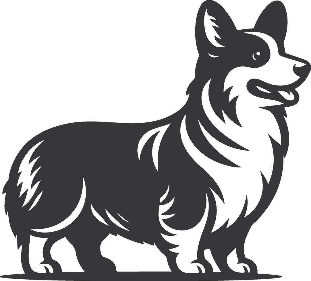 A black and white dog standing on a white background vector