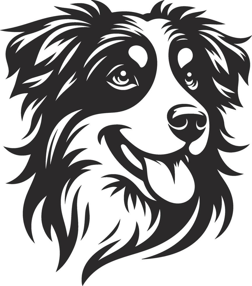 A black and white drawing of a dog's head vector
