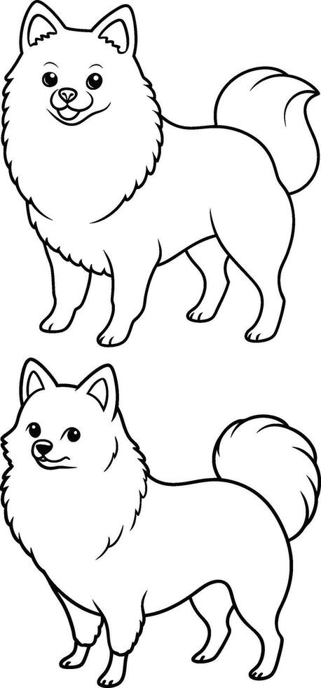 Pomeranian coloring pages for kids vector