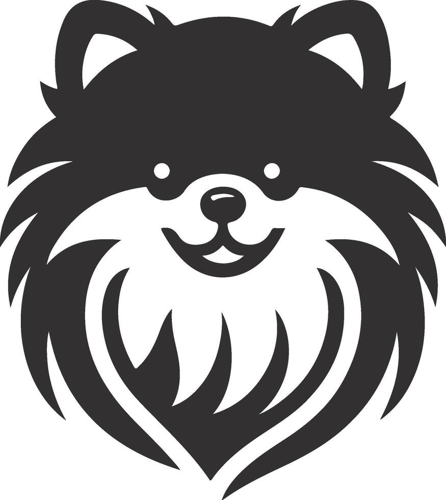 A black and white pomeranian dog head vector