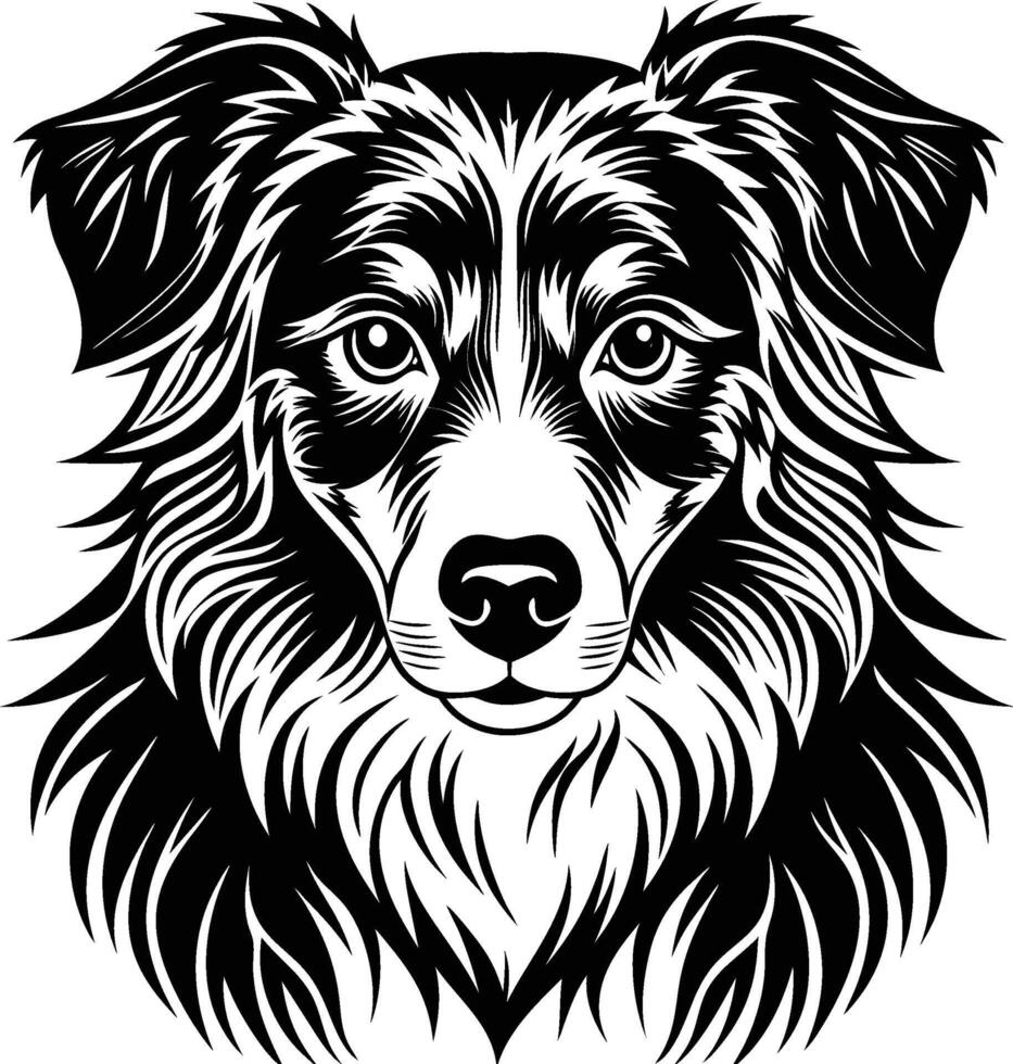 Border collie dog tattoo design vector