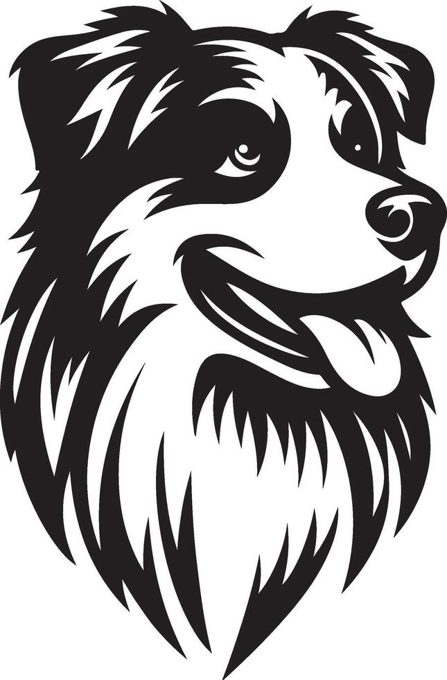 A black and white dog head on a white background vector