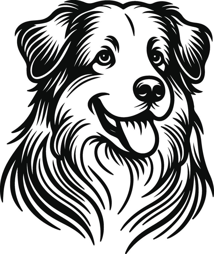 Australian shepherd dog head tattoo design vector