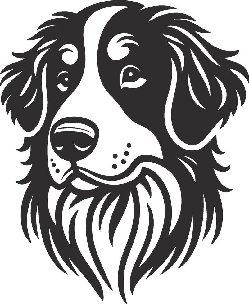 A dog head with a long beard and a long tail vector