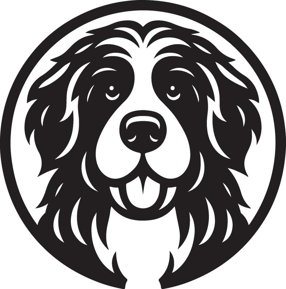 A dog's head is shown in a circle vector