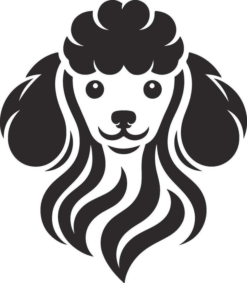 A black and white poodle dog head logo vector
