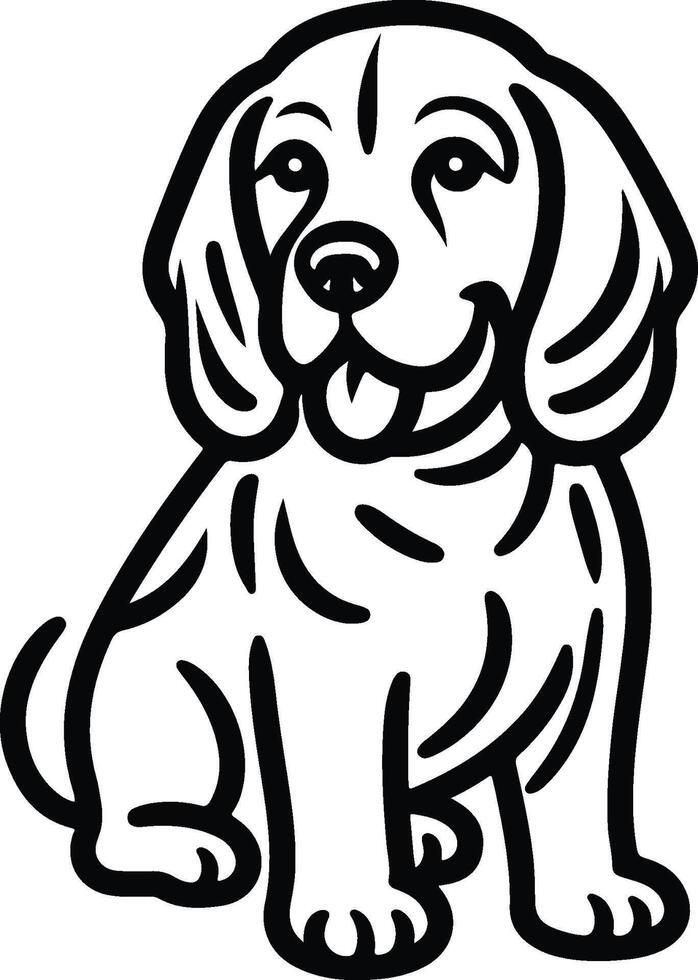 A dog is sitting in a line drawing vector